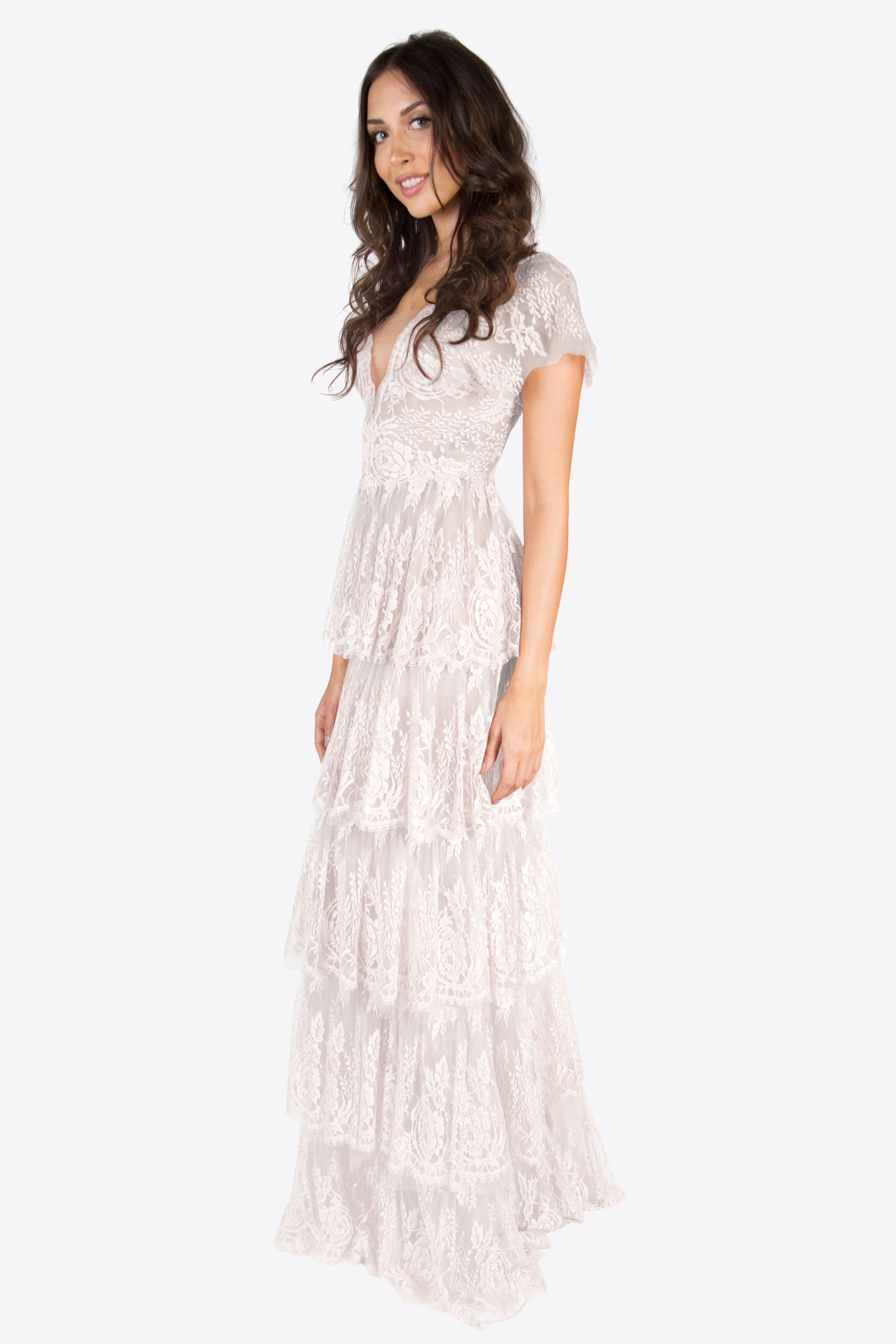 Isabella Lace-Tiered Gown