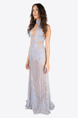 Ellena Beaded-Lace Illusion Couture Gown