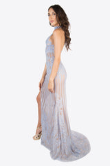 Ellena Beaded-Lace Illusion Couture Gown